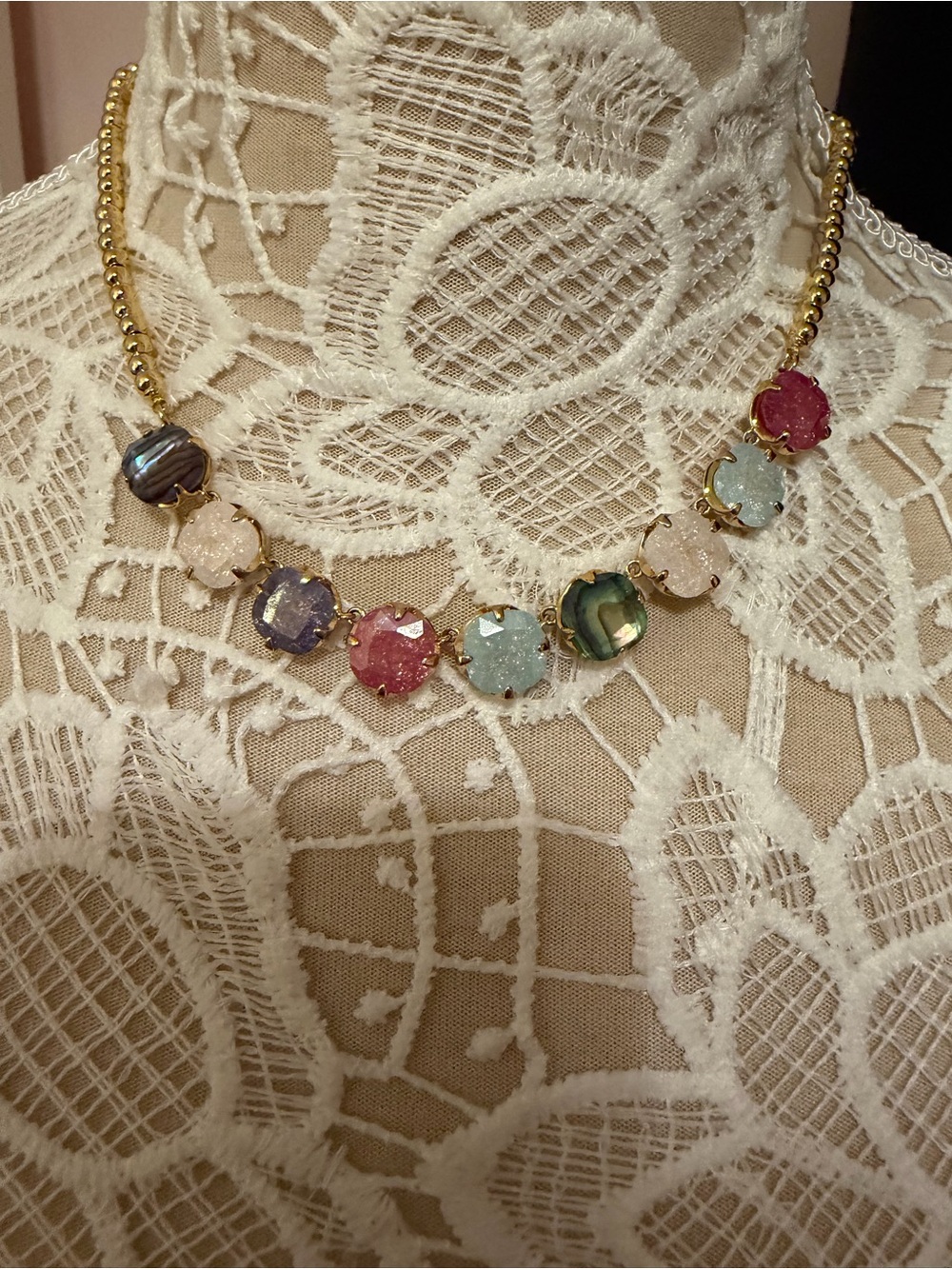 kate spade Multi-Color Gemstone Statement Necklace - Gold Tone